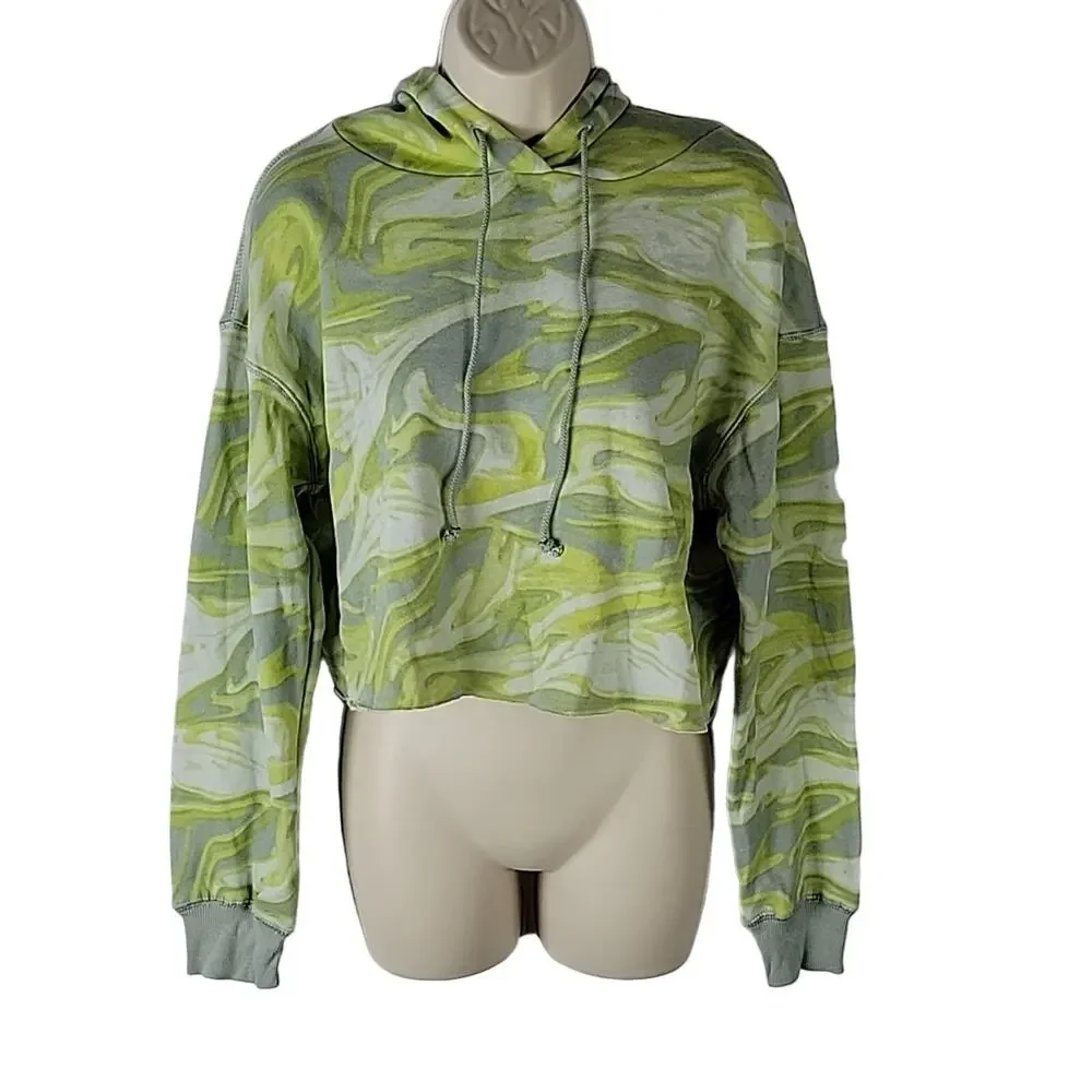 Wild Fable Cropped Hoodie, Green Swirl, Size S, NWT - Picture 1 of 7